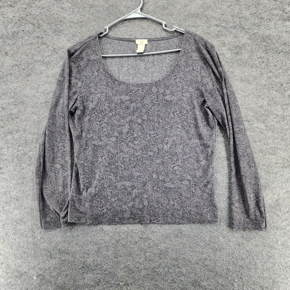 J Jill Shirt Womens Large Long Sleeve Gray